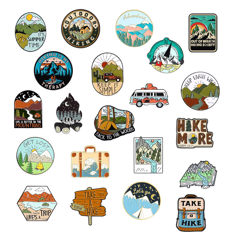 Outdoor Adventure Outfit - Outdoor Hiking Camping Theme Brooch Set