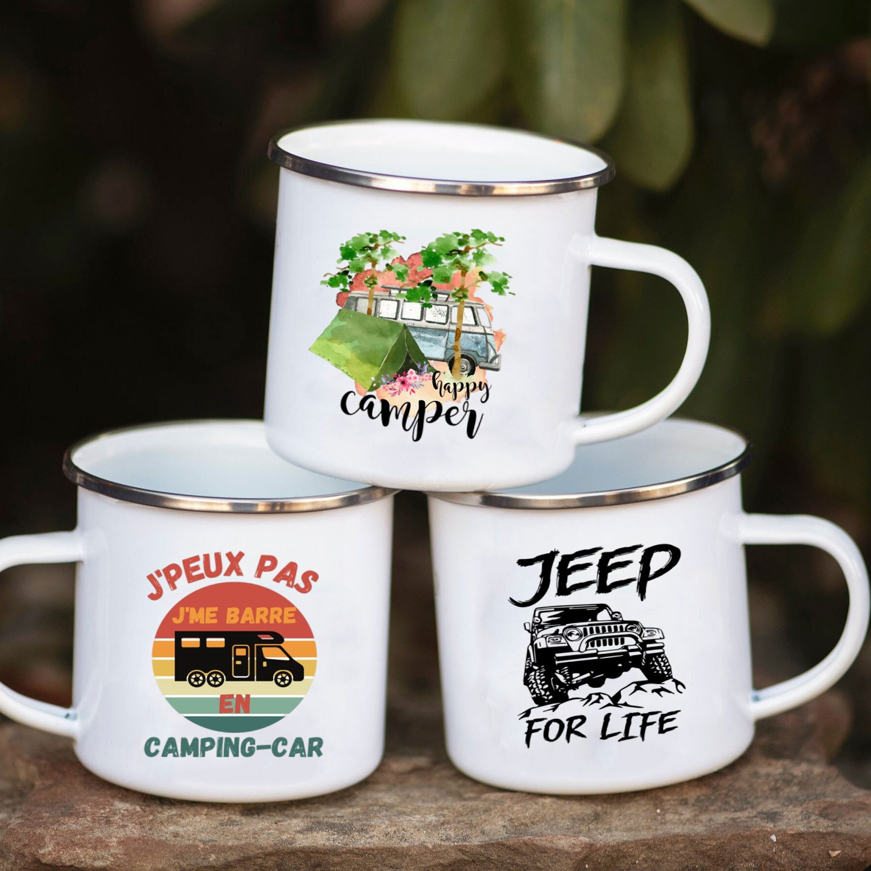 Outdoor Adventure Gifts - Camping Car Enamel Mug Adventure Together