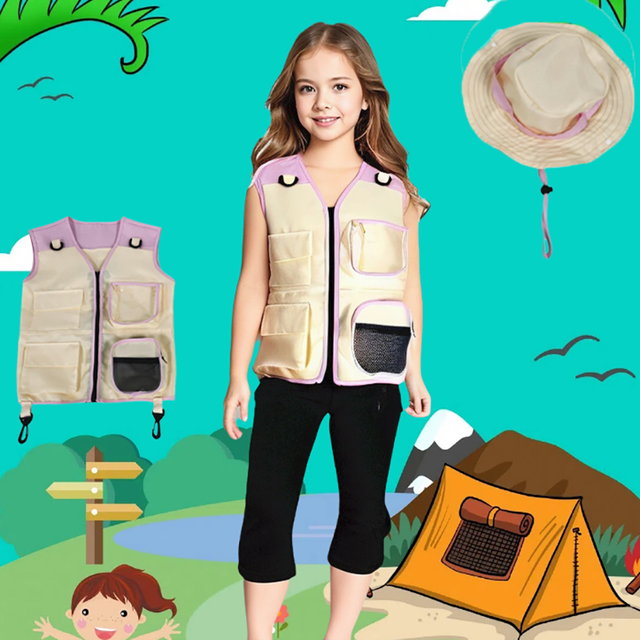 Children Explorer Vest Hat Sui - Outdoor Adventure Outfit ulasan dan harga